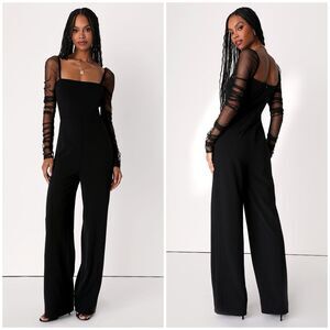 Lulu's Black Sheer Sleeve Jumpsuit